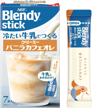 AGF Blendy Stick, Creamy Vanilla Cafe au Lait Made with Cold Milk [Japan]